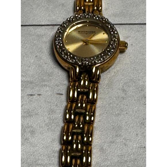 Gold Plated Case Wittnauer Gold Wristwatch With Crystal Bezel - Picture 2 of 4